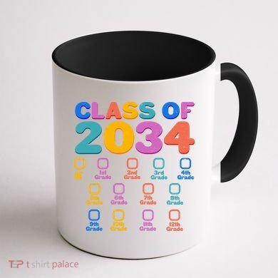 Colorful Future Class of 2034 Graduation Checklist Coffee Mug back