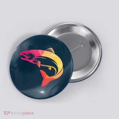 Colorful Geometric Fish Button