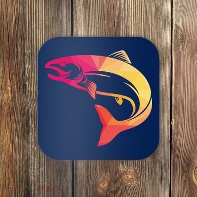 Colorful Geometric Fish Coaster