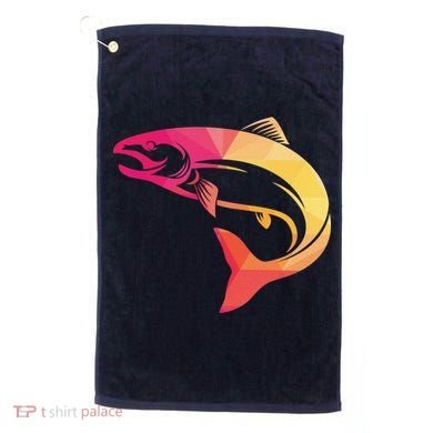 Colorful Geometric Fish Golf Towel