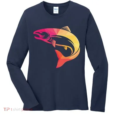 Colorful Geometric Fish Women's Long Sleeve Shirt