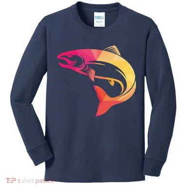 Colorful Geometric Fish Kids Long Sleeve Shirt