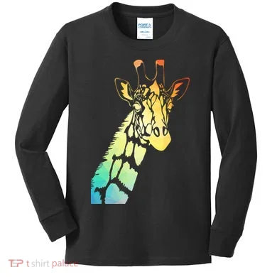 Colorful Giraffe Kids Long Sleeve Shirt