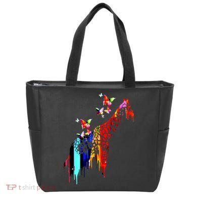 Colorful Giraffe Illustration Tote Bag