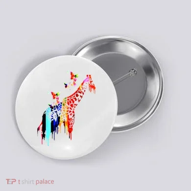 Colorful Giraffe Illustration Button