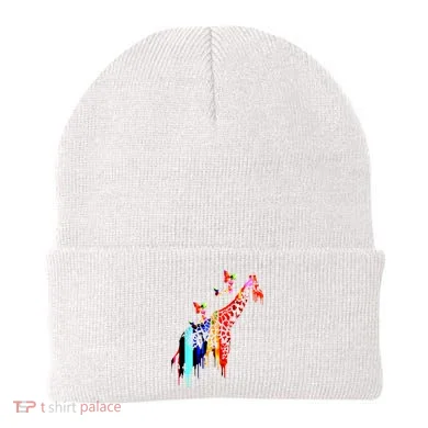 Colorful Giraffe Illustration Beanie