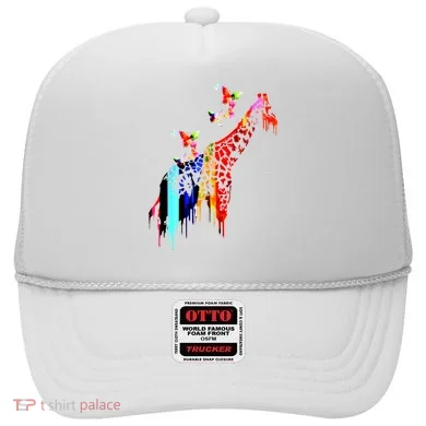 Colorful Giraffe Illustration Hat