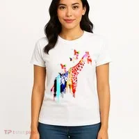 Colorful Giraffe Illustration Women's T-Shirt thumb 4