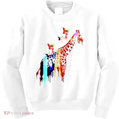 Colorful Giraffe Illustration Kids Sweatshirt