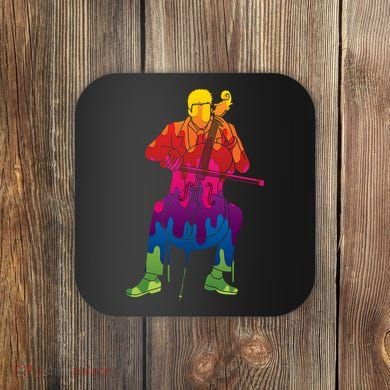 Colorful Guy Playing The Cello Coaster