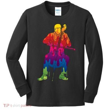 Colorful Guy Playing The Cello Kids Long Sleeve Shirt