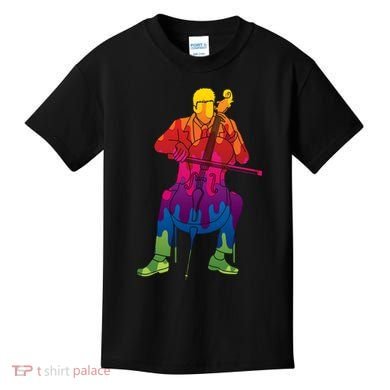Colorful Guy Playing The Cello Kids T-Shirt