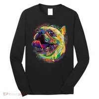 Colorful Happy Pug Smiling Long Sleeve Shirt thumb 0