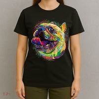 Colorful Happy Pug Smiling T-Shirt thumb 4