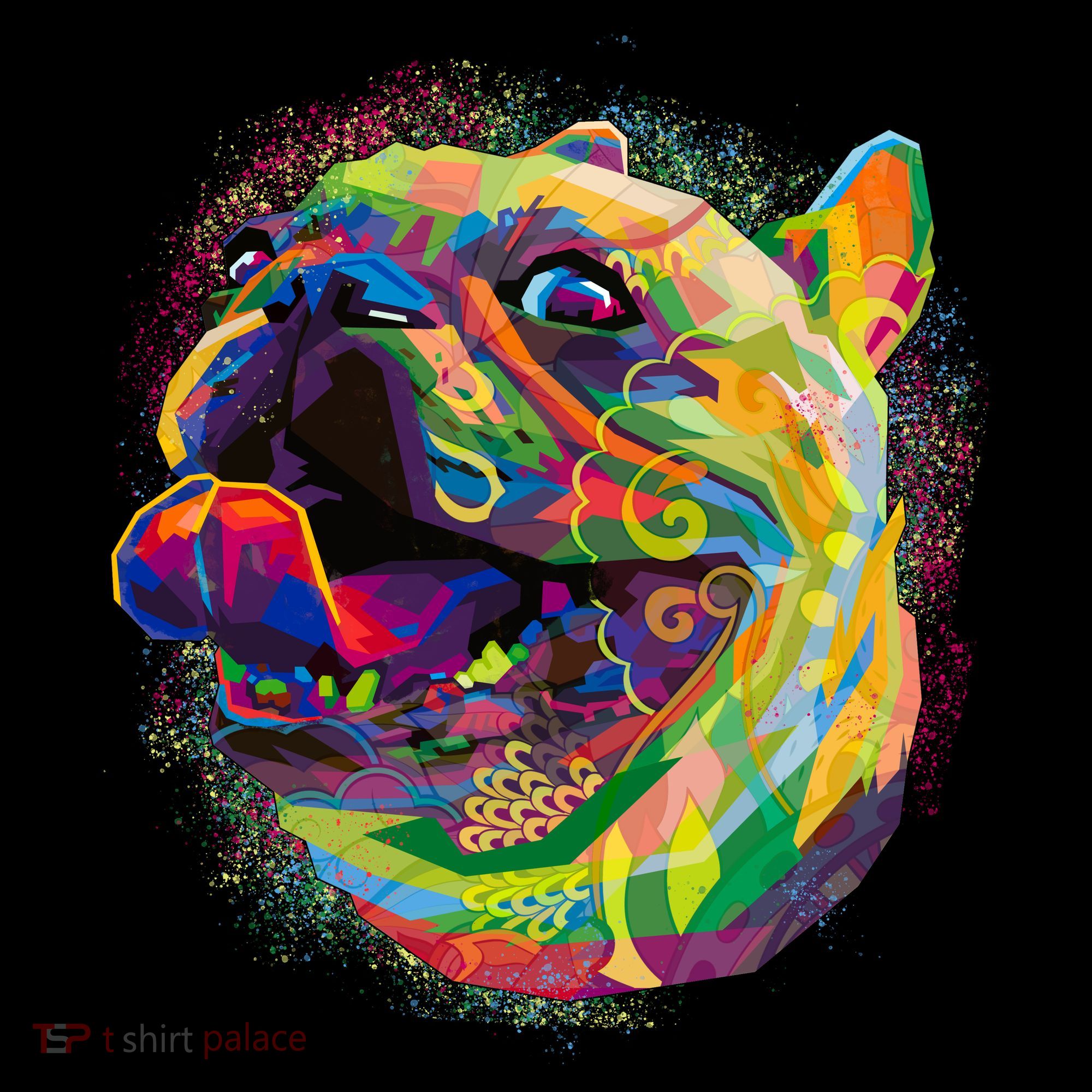 Colorful Happy Pug Smiling T-Shirt