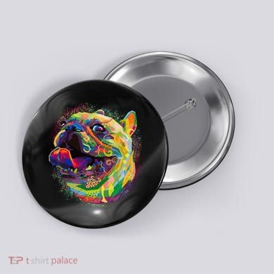 Colorful Happy Pug Smiling Button