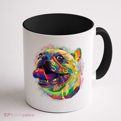 Colorful Happy Pug Smiling Coffee Mug back