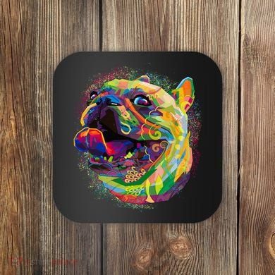 Colorful Happy Pug Smiling Coaster