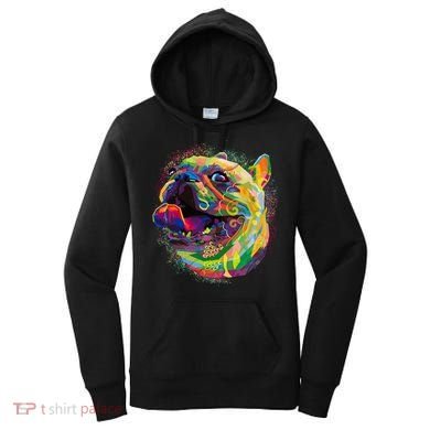 Colorful Happy Pug Smiling Women's Hoodie