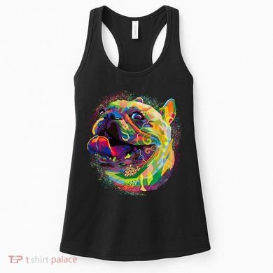Colorful Happy Pug Smiling Women's Tank Top