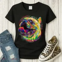 Colorful Happy Pug Smiling Women's T-Shirt thumb 3