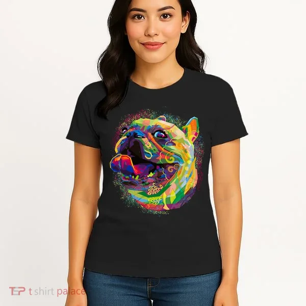 Colorful Happy Pug Smiling Women's T-Shirt