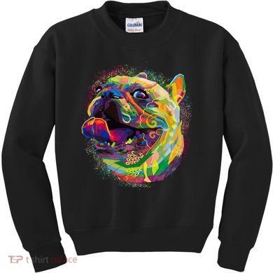 Colorful Happy Pug Smiling Kids Sweatshirt