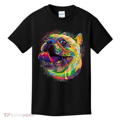 Colorful Happy Pug Smiling Kids T-Shirt