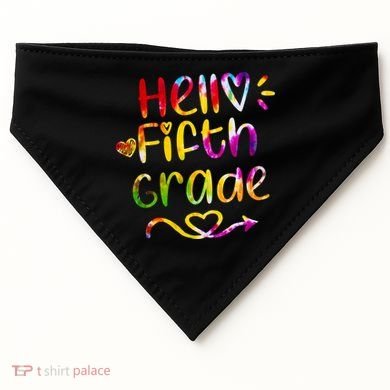 Colorful Hello Fifth Grade USA-Made Doggie Bandana