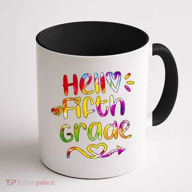 Colorful Hello Fifth Grade Coffee Mug back