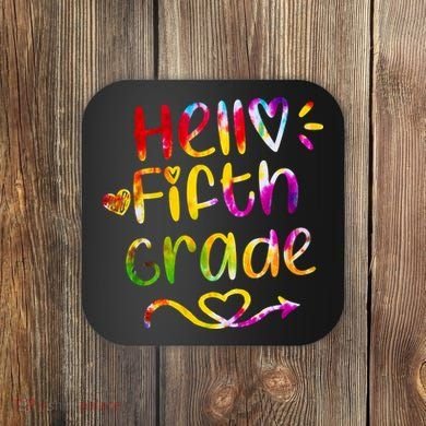 Colorful Hello Fifth Grade Coaster