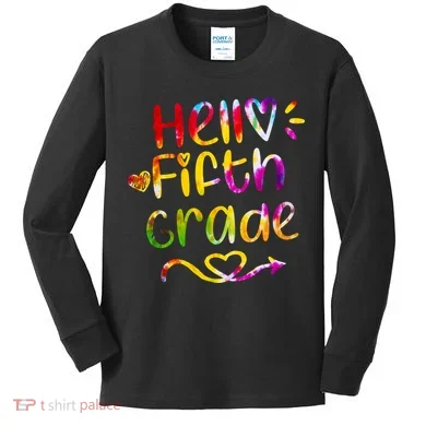 Colorful Hello Fifth Grade Kids Long Sleeve Shirt
