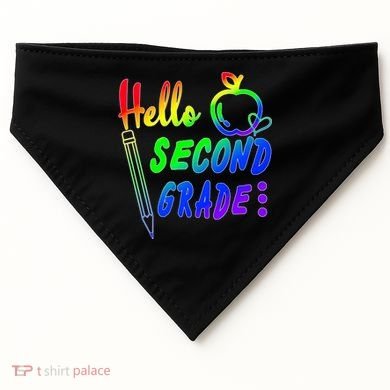 Colorful Hello Second Grade USA-Made Doggie Bandana