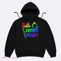 Colorful Hello Second Grade Hoodie thumb 0