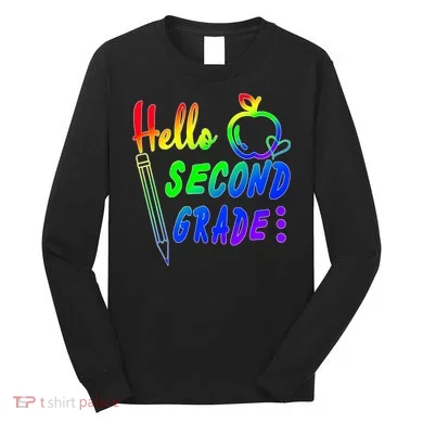 Colorful Hello Second Grade Long Sleeve Shirt