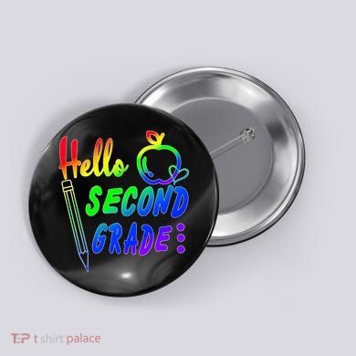 Colorful Hello Second Grade Button