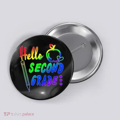 Colorful Hello Second Grade Button