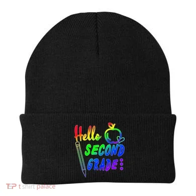 Colorful Hello Second Grade Beanie