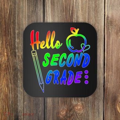 Colorful Hello Second Grade Coaster