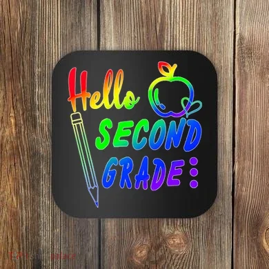 Colorful Hello Second Grade Coaster