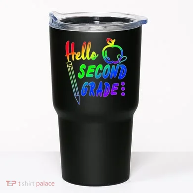 Colorful Hello Second Grade Tumbler