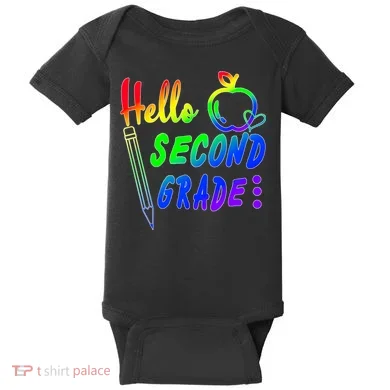 Colorful Hello Second Grade Baby Bodysuit