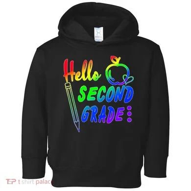Colorful Hello Second Grade Toddler Hoodie
