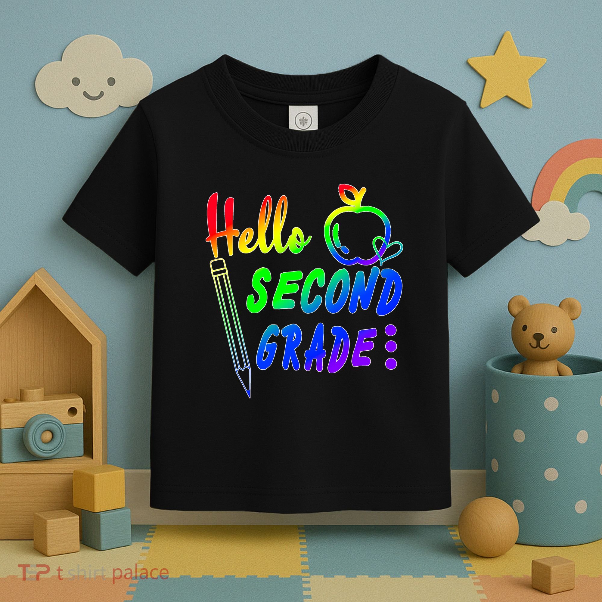 Colorful Hello Second Grade Toddler T-Shirt