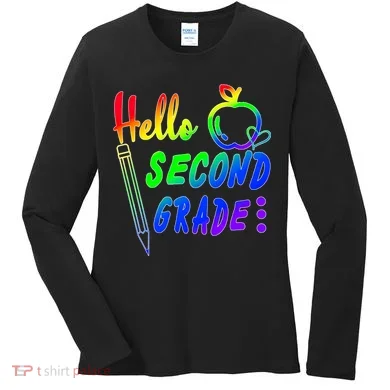 Colorful Hello Second Grade Women's Long Sleeve Shirt