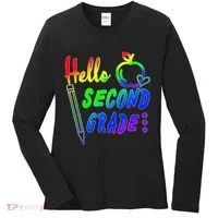Colorful Hello Second Grade Women's Long Sleeve Shirt thumb 0
