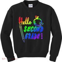 Colorful Hello Second Grade Kids Sweatshirt thumb 0