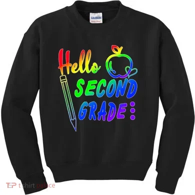 Colorful Hello Second Grade Kids Sweatshirt