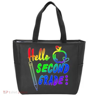 Colorful Hello Second Grade Tote Bag