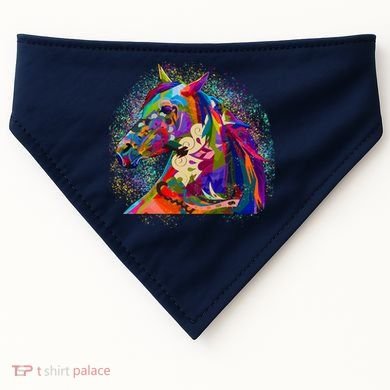 Colorful Horse Head Pattern USA-Made Doggie Bandana